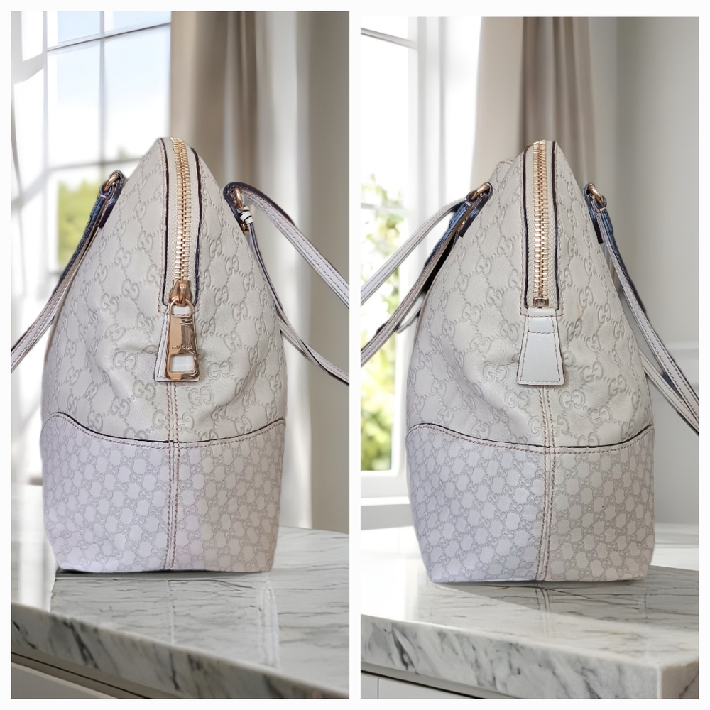 Gucci GG Guccissima Cream Leather Bree Dome Shoulder Bag - Picture 7 of 16